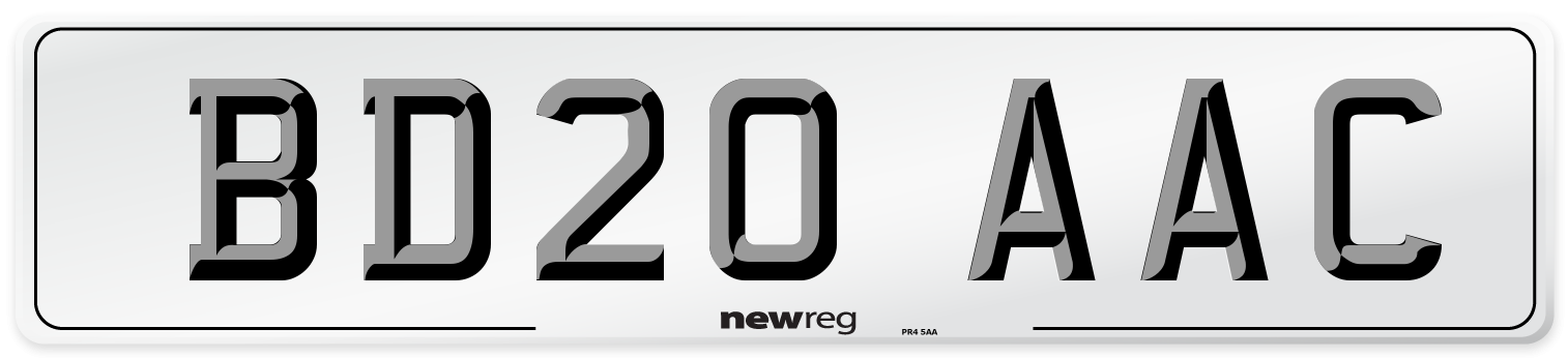BD20 AAC Number Plate from New Reg